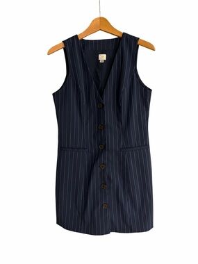 a new day Navy Pinstripe Sleeveless Button-Front Mini Dress